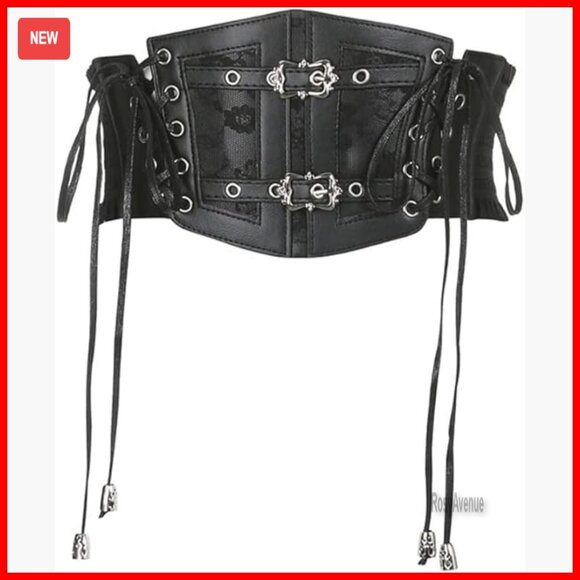 Leather Waist Corset Belt One Size Stretchy Lace-Up Victorian Punk Goth main image 5